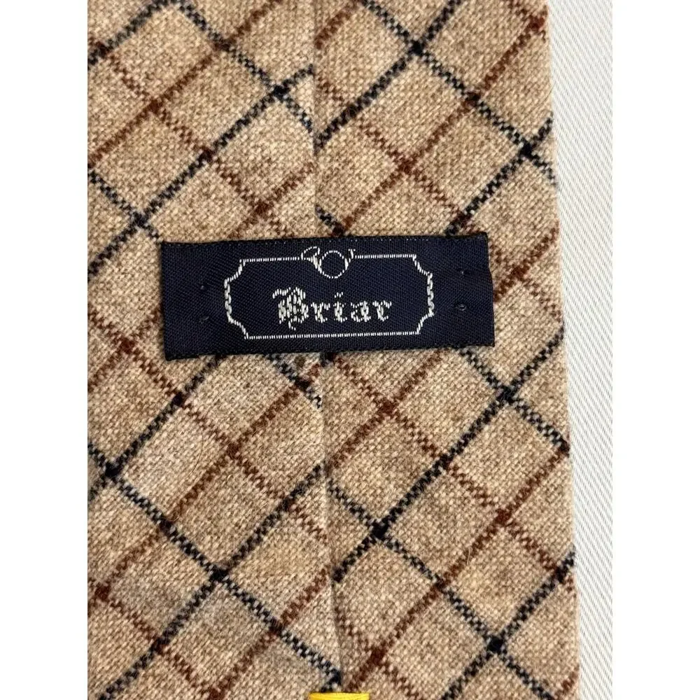 Vintage Briar 100% Wool Made In Scotland Plaid Tie Preppy